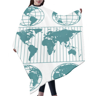 Personality  Globes Hemisphere And World Map Hair Cutting Cape