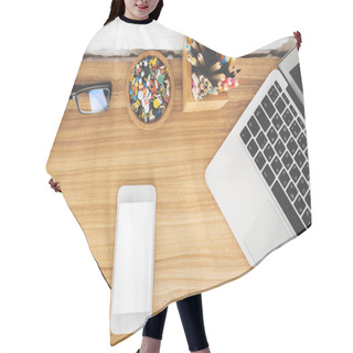 Personality  Office Table With Blank Devices Hair Cutting Cape