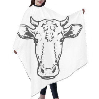 Personality  Cow Head Vector Icon. Outline Drawn Style Hair Cutting Cape