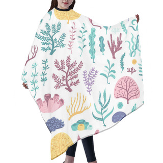 Personality  Seamless Pattern With Seaweeds And Corals Hair Cutting Cape