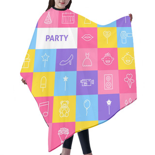 Personality  Vector Line Party Icons Hair Cutting Cape