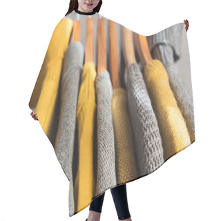 Personality  Yellow Illuminated Color And Gray Winter Sweaters Hair Cutting Cape