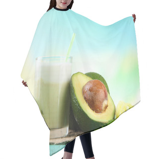 Personality  Fresh Avocado Smoothie On Bright Background Hair Cutting Cape