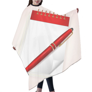 Personality  Red Notebook With Pen. Hair Cutting Cape