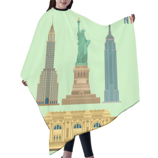 Personality  Set Of New York Famous Buildings: Statue Of Liberty, Metropolitan Hair Cutting Cape