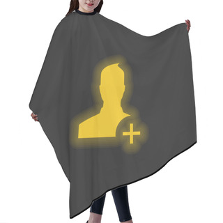 Personality  Add User To Social Network Yellow Glowing Neon Icon Hair Cutting Cape