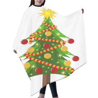 Personality  Colorful Christmas Tree Hair Cutting Cape