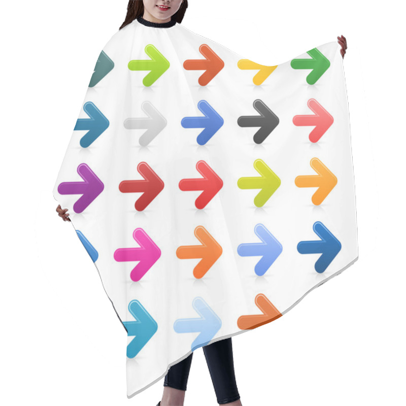 Personality  25 Simple Arrow Icon Web 2.0 Button With Shadow On White Background Hair Cutting Cape