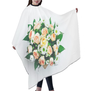 Personality  Various Flowers Bouquet On White Background Hair Cutting Cape