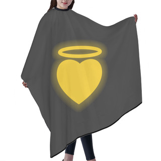 Personality  Angel Heart With An Halo Yellow Glowing Neon Icon Hair Cutting Cape