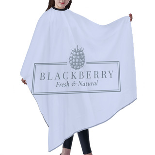 Personality  Blackberry Abstract Vector Sign, Symbol Or Logo Template. Hand Drawn Berries Sillhouette Sketch With Elegant Retro Typography And Frame. Vintage Luxury Emblem. Hair Cutting Cape