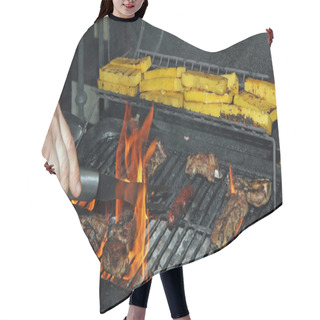 Personality  Sausage And Grilled Pork During A Barbecue In The Garden Outdoor Hair Cutting Cape