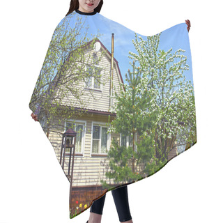 Personality  Garden House Surrounded By Blossoming Trees Hair Cutting Cape