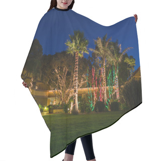 Personality  Christmas Lights On Palm Trees Hair Cutting Cape