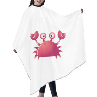 Personality  Funny Red Crab. Underwater Creature. Raster Illustration In The Flat Cartoon Style. Hair Cutting Cape