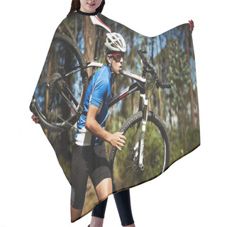 Personality  Young Man Running With A Bike Hair Cutting Cape