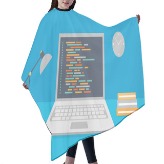 Personality  Programming And Coding Software On Computer Screen Concept Hair Cutting Cape