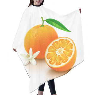 Personality  Tangerine Fruit With Half And Flower On White Background Hair Cutting Cape