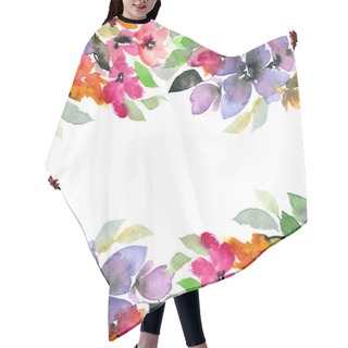 Personality  Floral Decorative Border. Watercolor Floral Background.  Hair Cutting Cape