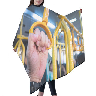 Personality  Close-up Of Hands Holding Handrails In Public Transport, Risk Germs Transmission And Infections Hair Cutting Cape
