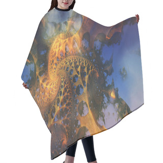 Personality  3d Image Of A Fractal In The Form Of Giant Leaves Stretching Into The Sky. 3d Illustration Hair Cutting Cape