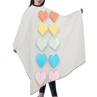 Personality  Top View Of Decorative Paper Hearts On Grey Background Hair Cutting Cape