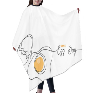 Personality  World Egg Day Simple Web Banner, Background. One Continuous Line Drawing With Text Egg Day Hair Cutting Cape