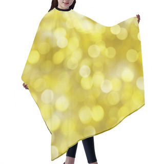 Personality  Golden Abstract Bokeh Lights, Glitter  Defocused Background. Hair Cutting Cape