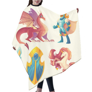Personality  Vector Set Of Fantasy Game Design Objects Hair Cutting Cape