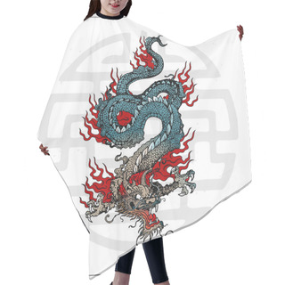 Personality  Japanese Vector Dragon Tattoo Hair Cutting Cape