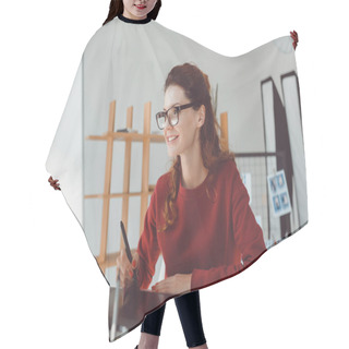 Personality  Designer Working With Graphics Tablet Hair Cutting Cape