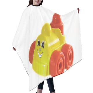 Personality  Happy Toy Train Over White Hair Cutting Cape