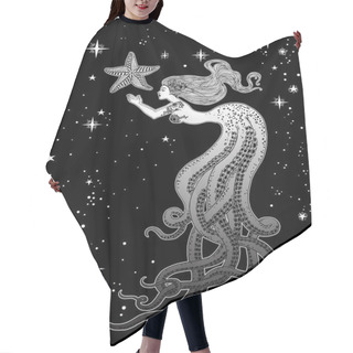 Personality  Beautiful Mermaid With Starfish In Her Hands Hair Cutting Cape