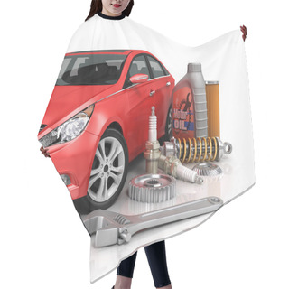Personality  Auto Parts With Beautiful Car. Hair Cutting Cape