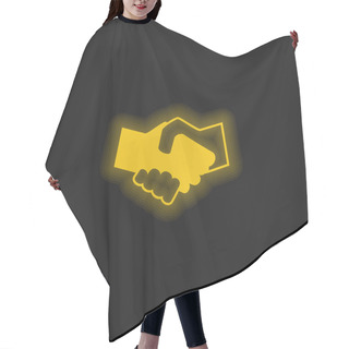 Personality  Black And White Shaking Hands Yellow Glowing Neon Icon Hair Cutting Cape