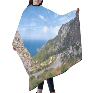 Personality  Beautiful Picturesque Winding Road Of Spain Summer Coast And Mediterranean Sea With Tunnel. Hair Cutting Cape