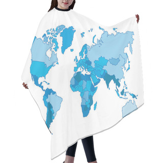 Personality  Political World Blue Map And Vector Illustration Hair Cutting Cape