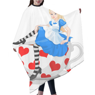 Personality  Alice Sitting On Cup Hair Cutting Cape