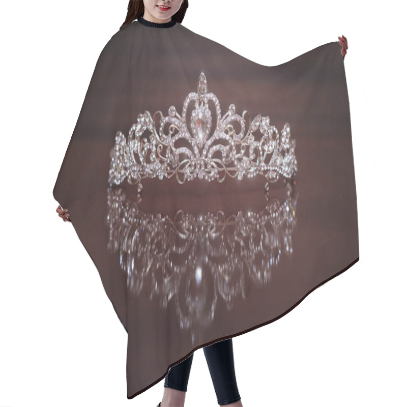 Personality  Luxury Crown With Gem Stones On Brown Background  Hair Cutting Cape