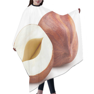 Personality  Whole Hazelnut And Half Isolated On White Background Hair Cutting Cape