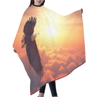Personality  Fish Eagle Flying Above Clouds Hair Cutting Cape