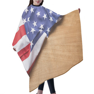 Personality  Top View Of American Flag On Light Wooden Surface  Hair Cutting Cape