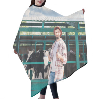 Personality  Farmer With Fresh Milk In Stall Hair Cutting Cape