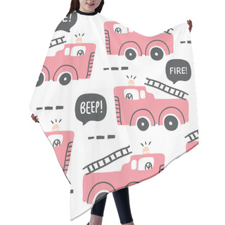 Personality  Fire Truck Seamless Pattern In Scandinavian Style Hair Cutting Cape