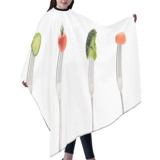 Personality  Fresh Vegetables On Forks Hair Cutting Cape
