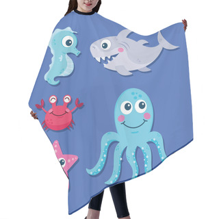 Personality  Five Sealife Animals Icons Hair Cutting Cape