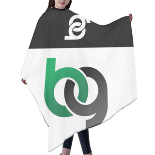 Personality  Initial Letter Logo Green Black Hair Cutting Cape