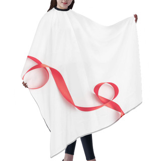 Personality  Top View Of Red And Curled Ribbon On White  Hair Cutting Cape