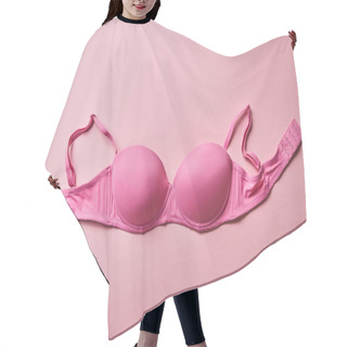 Personality  Top View Of Pink Brassiere On Light Pink Background, Breast Cancer Concept Hair Cutting Cape