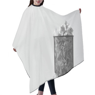 Personality  Office Trash Bin With Crumpled Papers On White Surface Hair Cutting Cape